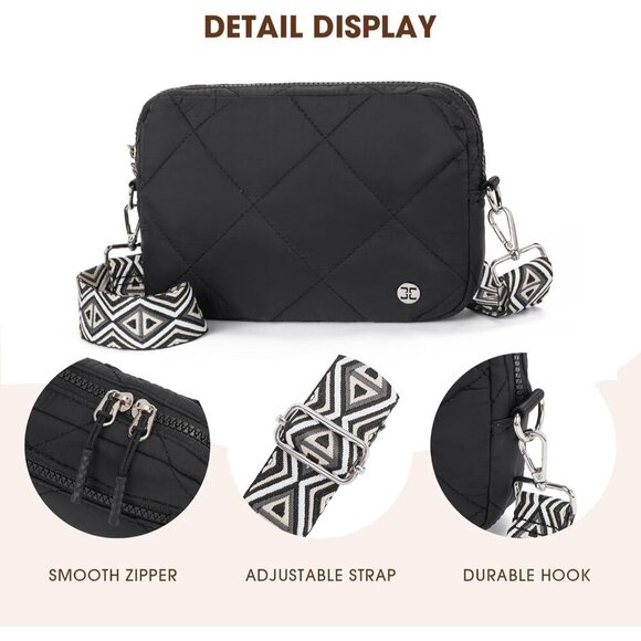 Crossbody Puffer Bag Women Quilted Lightweight Waterproof Shoulder Purse - Picture 5 of 7